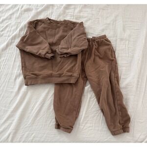 MATE the Label Kids Organic Cotton Fleece Sweatshirt Jogger Pants Set 6/7 Years